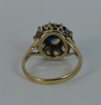 Antique Lovely 18ct Gold Sapphire & 0.8ct Diamond Ring