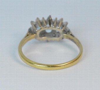 Antique Beautiful Aquamarine & Diamond 18ct Gold Cluster Ring