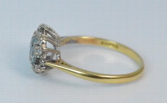 Antique Beautiful Aquamarine & Diamond 18ct Gold Cluster Ring
