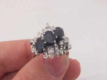 Superb 18ct White Gold 0.64ct Diamond 1.5ct Sapphire Ring