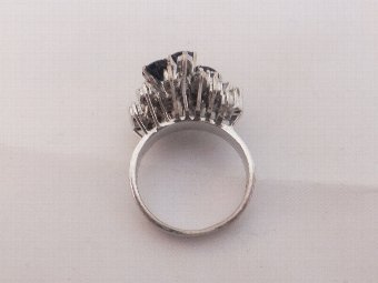 Antique Superb 18ct White Gold 0.64ct Diamond 1.5ct Sapphire Ring