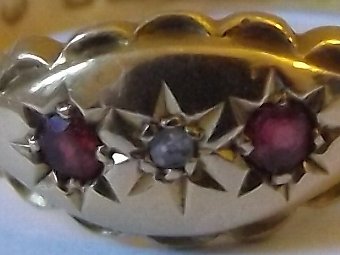 Antique Lovely Edwardian 18ct Gold Ruby & Diamond Gypsy Ring