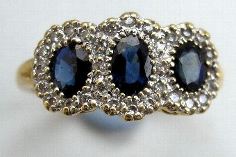 Stunning Art Deco 18ct Sapphire & Diamond Cluster Ring