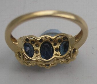 Antique Stunning Art Deco 18ct Sapphire & Diamond Cluster Ring