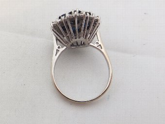 Antique Art Deco18ct White Gold Diamond & Sapphire Large & Heavy Cluster Ring,