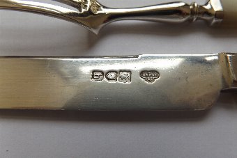 Antique Stunning Cased Set of Edwardian Silver & MOP Dessert Knives & Forks