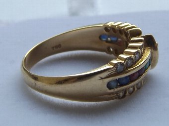 Antique Beautiful Art Deco18ct Gold Diamond Multi gem Ring
