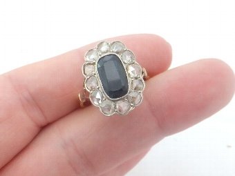 Antique Stunning Victorian 18ct Gold 2.5ct Sapphire & 1.7ct Diamond Ring