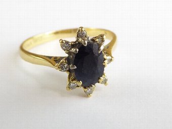Lovely Art Deco 1ct Sapphire & Diamond Ring