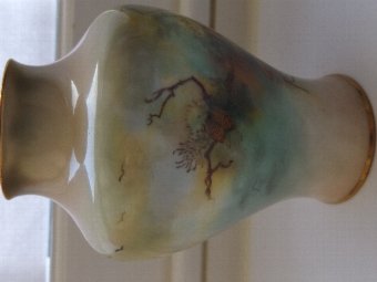 Antique Lovely Royal Worcester vase painted with peacocks, signed A Watkins 1912