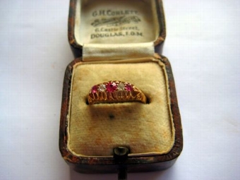 Antique Superb Edwardian Antique 18ct Gold Diamond & Ruby Ring Birmingham 1907