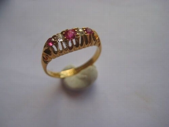 Antique Superb Edwardian Antique 18ct Gold Diamond & Ruby Ring Birmingham 1907