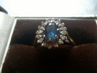 Superb Art Deco 18ct Gold 1.25ct Sapphire and 0.5ct Diamond Ring
