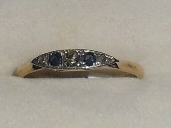 Lovely art deco 18ct gold diamond and sapphire ring.