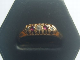 Superb 18ct Gold Diamond and Ruby Ring London 1916
