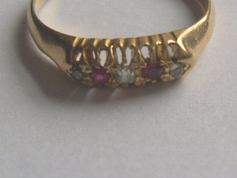 Antique Superb 18ct Gold Diamond and Ruby Ring London 1916