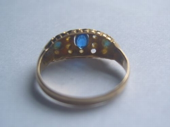 Antique Victorian 18ct Gold Gypsy Setting Sapphire and Diamond Ring Birmingham 1863