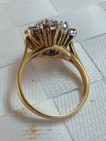 Antique Superb Art Deco design heavy Ruby & Diamond 18k gold cluster ring