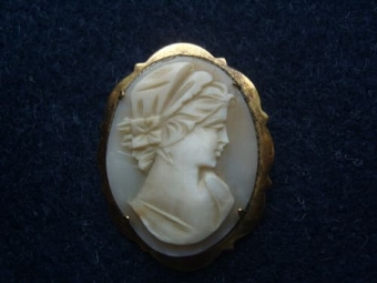Super Victorian Shell Cameo Brooch