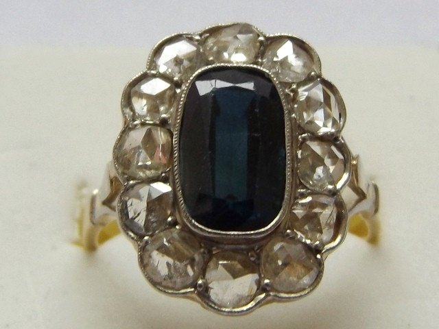 Antique Stunning Victorian 18ct Gold 2.5ct Sapphire & 1.7ct Diamond ...