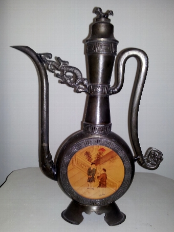 Japanese Pewter & Glass coffee pot