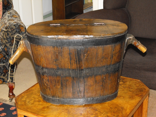 Antique Early, Coopered, Oak Bucket