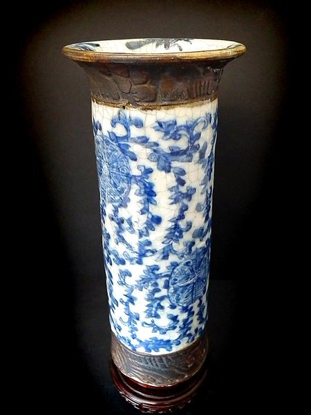 Chinese craquel trumpet vase - c1800s