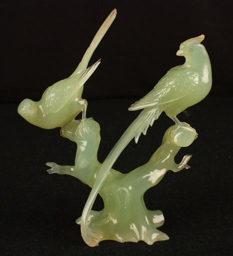 Chinese vintage jade bird sculpture - c1940s