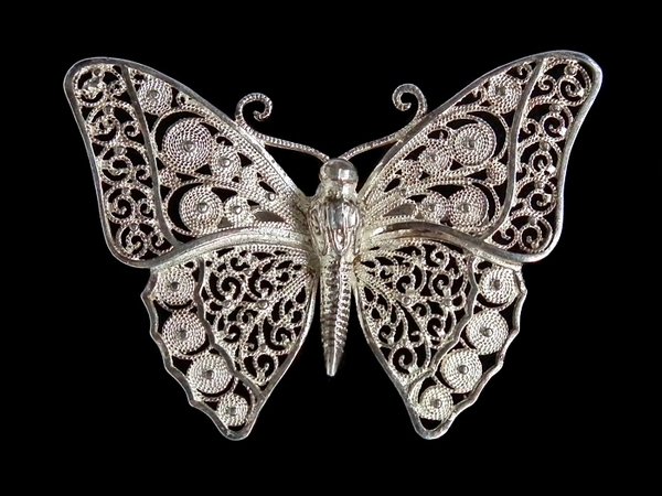 Art Deco silver butterfly brooch - c1930s