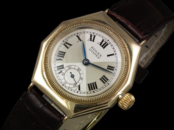 Rolex Oyster octagonal 9ct gold watch - c1930s