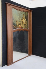 Oak framed mirror with oil on canvas painting