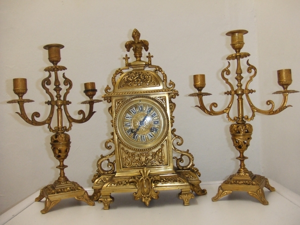 Antique French Ormolu Clock Set