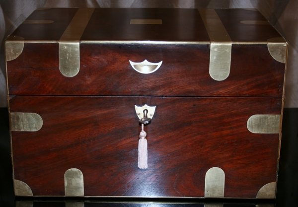 Early 19th Century Brass Bound Rosewood Campaign Drinks box 