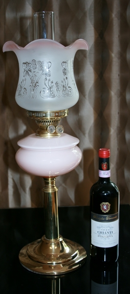 Antique  Art Deco Dusty Pink Oil Lamp