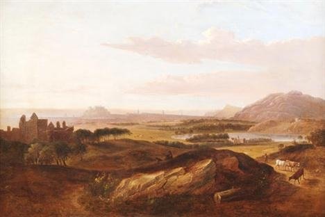 Antique Edinburgh from Craigmillar Castle.  (attributed to Arthur Perigal, Scottish 1784-1847)