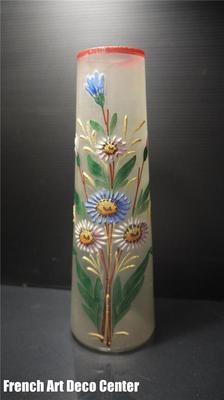 French Art Deco Hand Enamelled Vase c1925