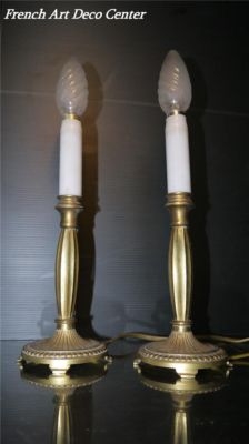 French Art Deco Gilt Bronze Table Lamps a pair c1920
