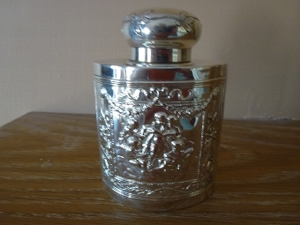 SOLID SILVER ANTIQUE TEA CADDY