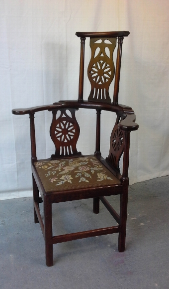 Antique George III Mahogany High Back Corner Chair