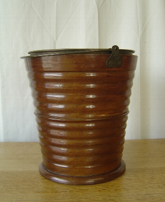 Antique Dutch 19th Century Ribbed Fruitwood Bucket