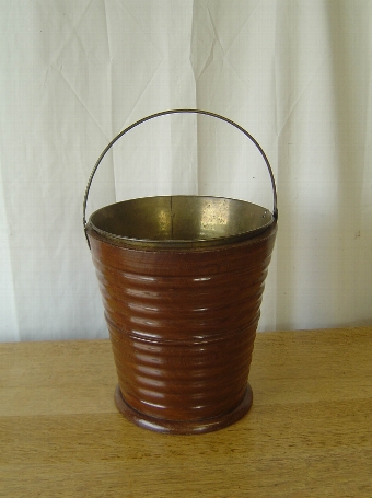 Antique Dutch 19th Century Ribbed Fruitwood Bucket