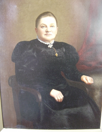 Antique Oleograph Portrait of a Victorian Lady