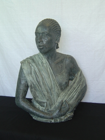 Antique A Bronze Resin Bust of an African Lady