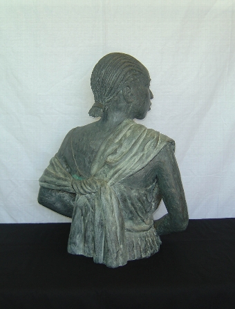 Antique A Bronze Resin Bust of an African Lady