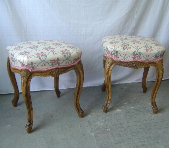 Pair of French Upholstered Sprung Stools