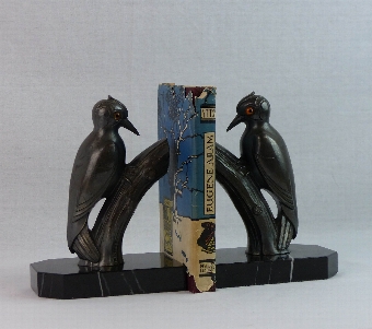 Art Deco Stylised Woodpecker Bookends