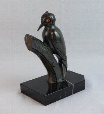 Antique Art Deco Stylised Woodpecker Bookends