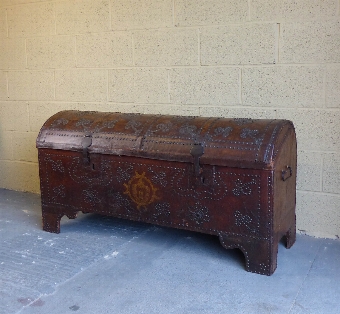 18th Century Spanish Leather Studded Chest