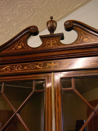 Antique Antique edwardian rosewood inlaid corner display cabinet