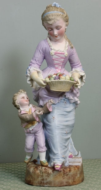 Antique Large Pair Victorian Bisque Figurines, Figures.